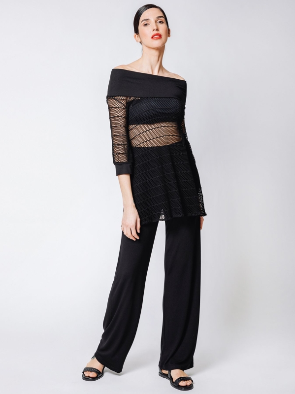 T-shirt a trapezio a rete