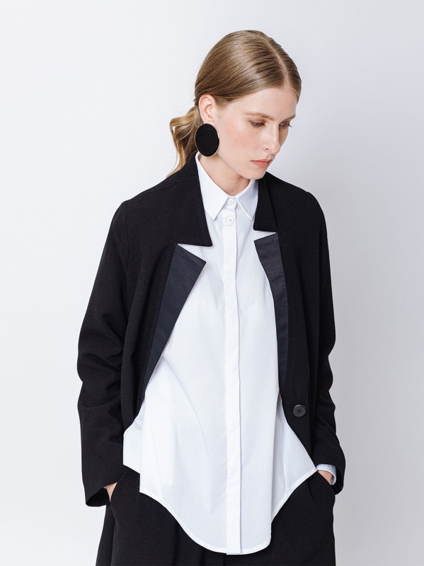 Long jacket in crêpe