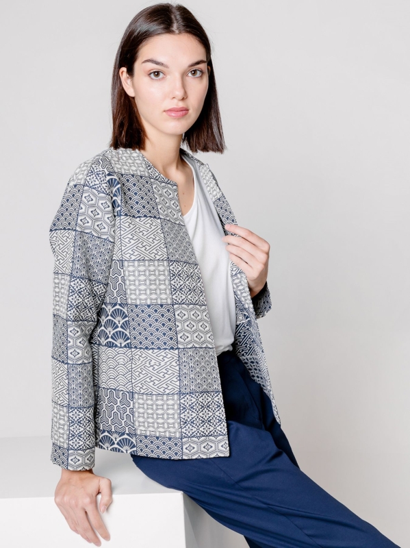 Giacca in tessuto jacquard patchwork