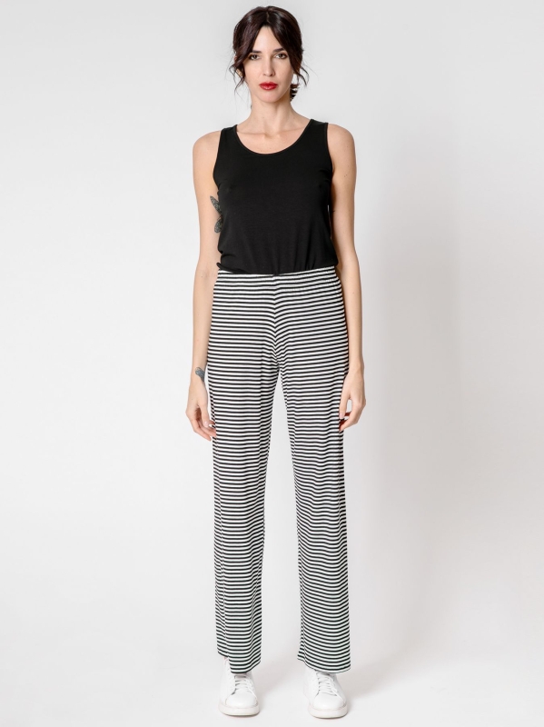 Pantalone elastico rigato