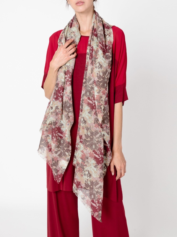 T-shirt over con dettagli chiffon BORDEAUX