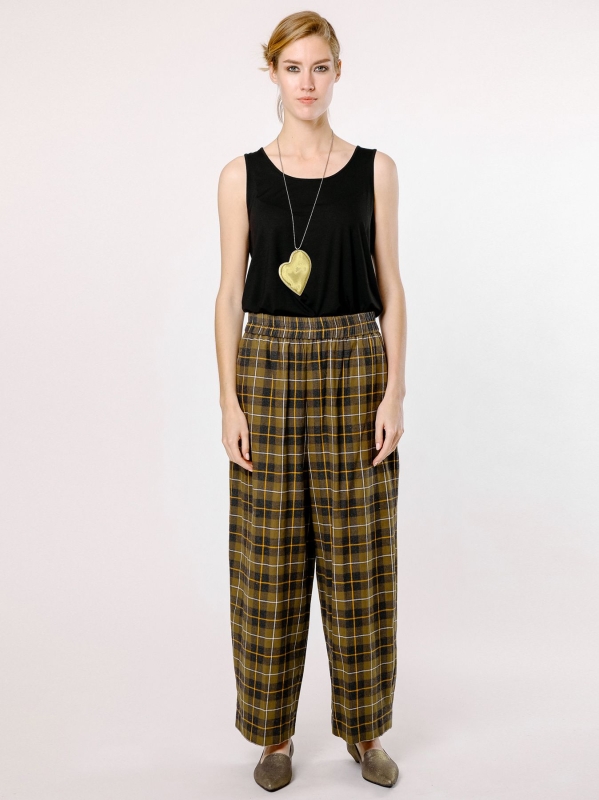 Pantalone cargo a fantasia check 