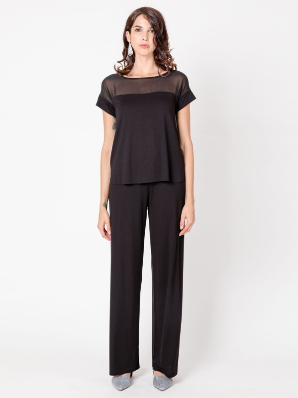 T-shirt con dettagli chiffon