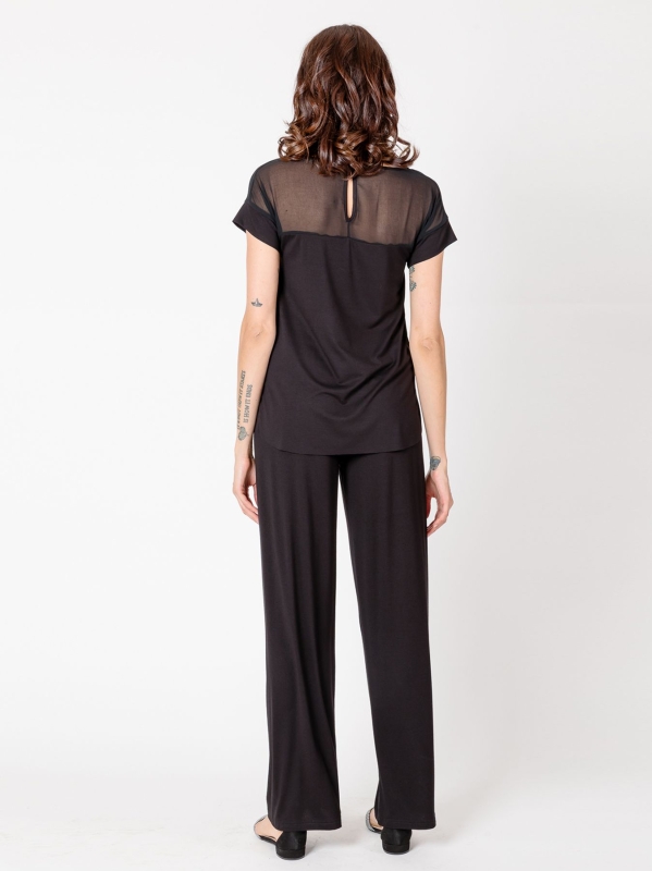 T-shirt con dettagli chiffon