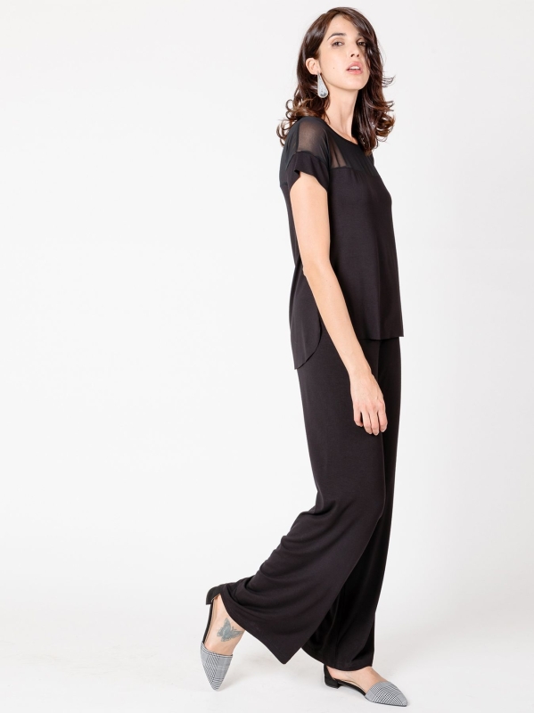 T-shirt con dettagli chiffon