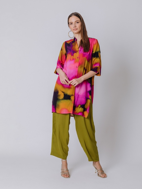 Camicia caftano flower power