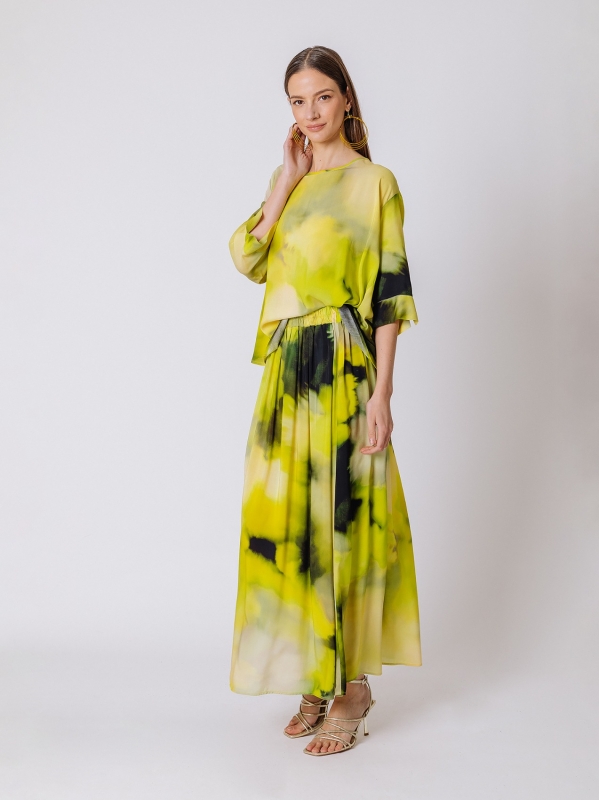 Flower-Power-Bluse mit Rundhalsausschnitt
