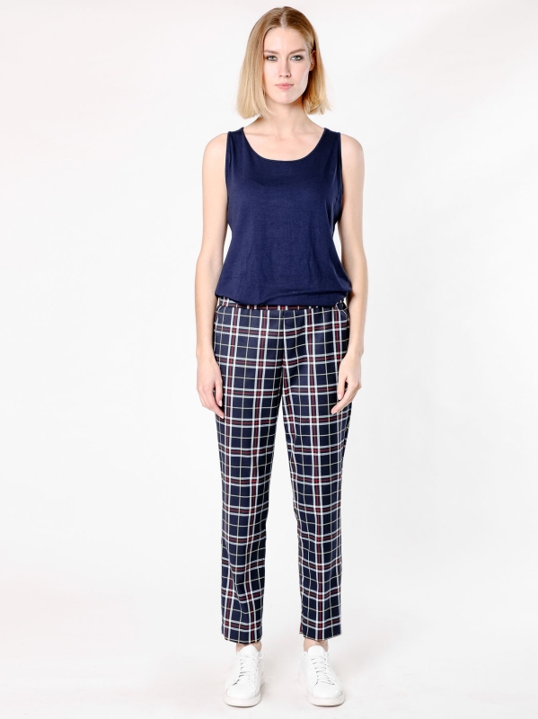 Pantalone sigaretta in tessuto check