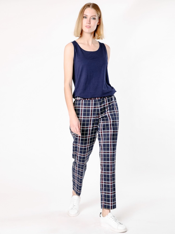 Pantalone sigaretta in tessuto check