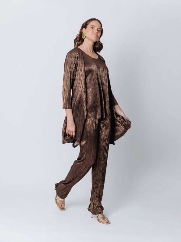 Cardigan plissé lurex