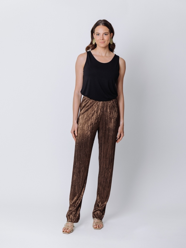 Pantalone plissé lurex