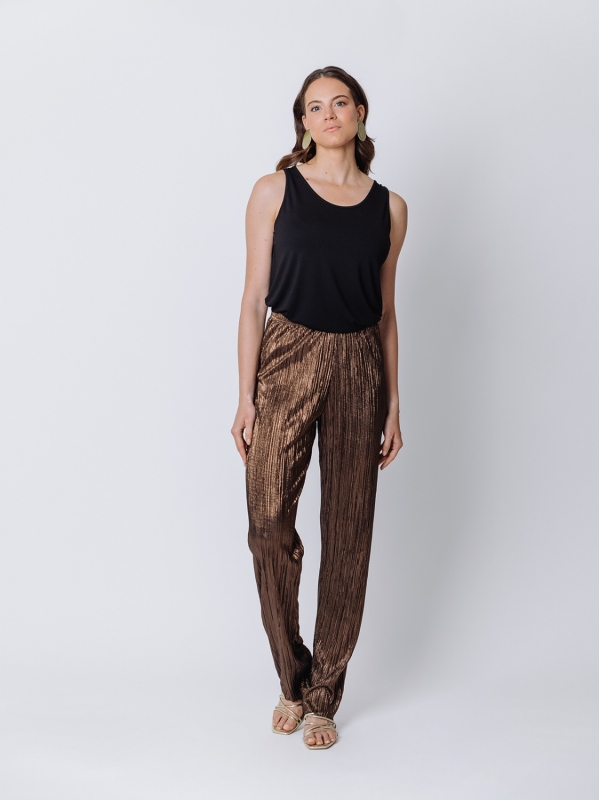 Pantalone plissé lurex