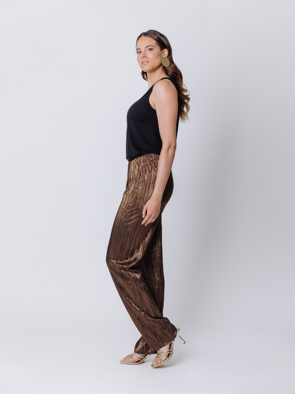 Pantalone plissé lurex