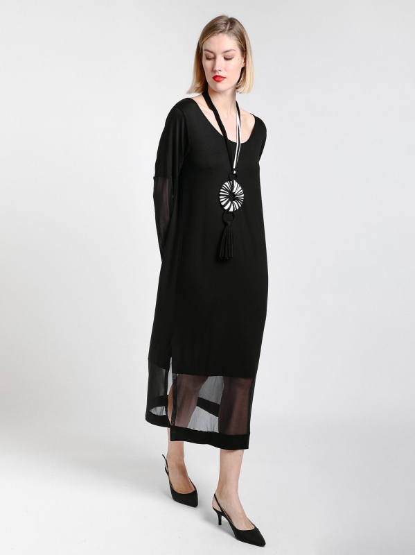 Abito con inserti in tulle