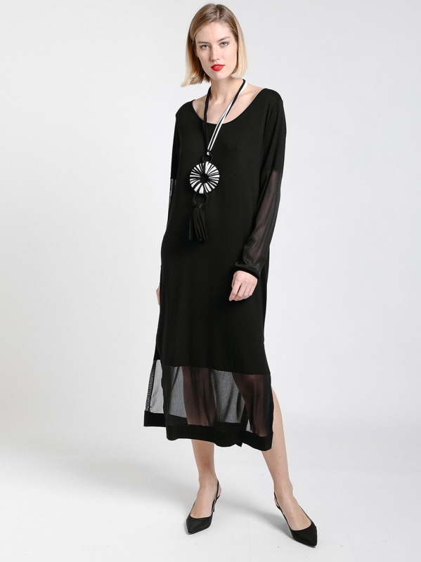Abito con inserti in tulle