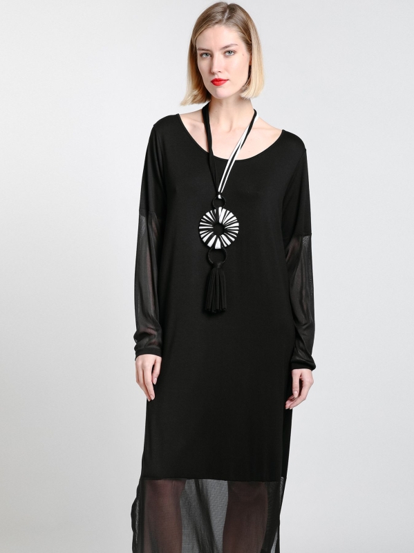 Abito con inserti in tulle