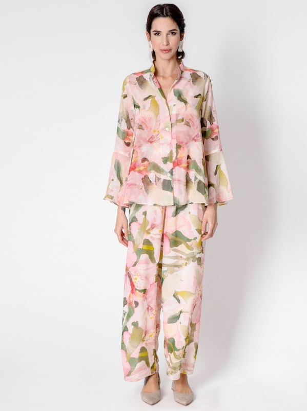 Camicia con disegno floreale astratto