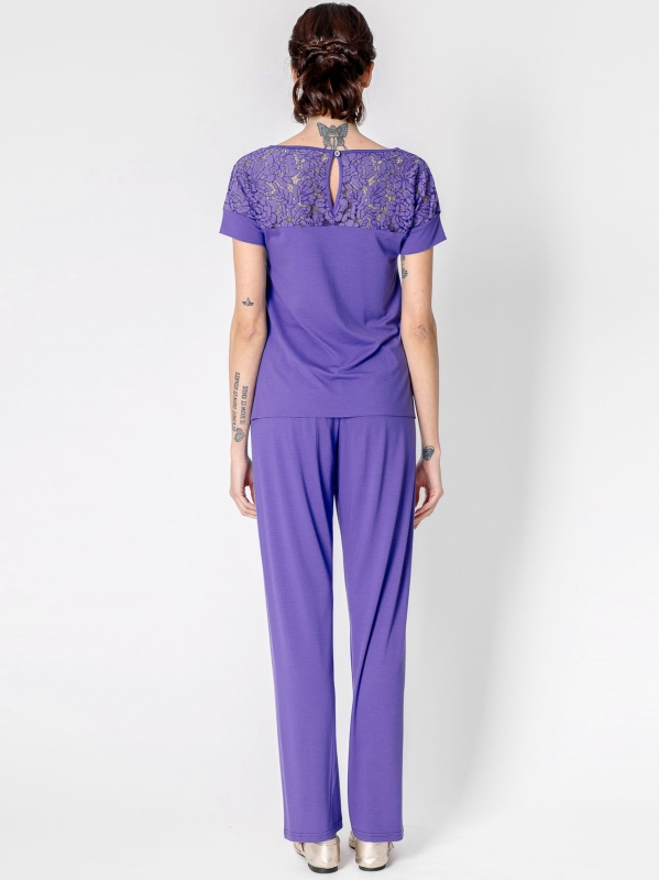 T-shirt con inserto in pizzo cordonetto