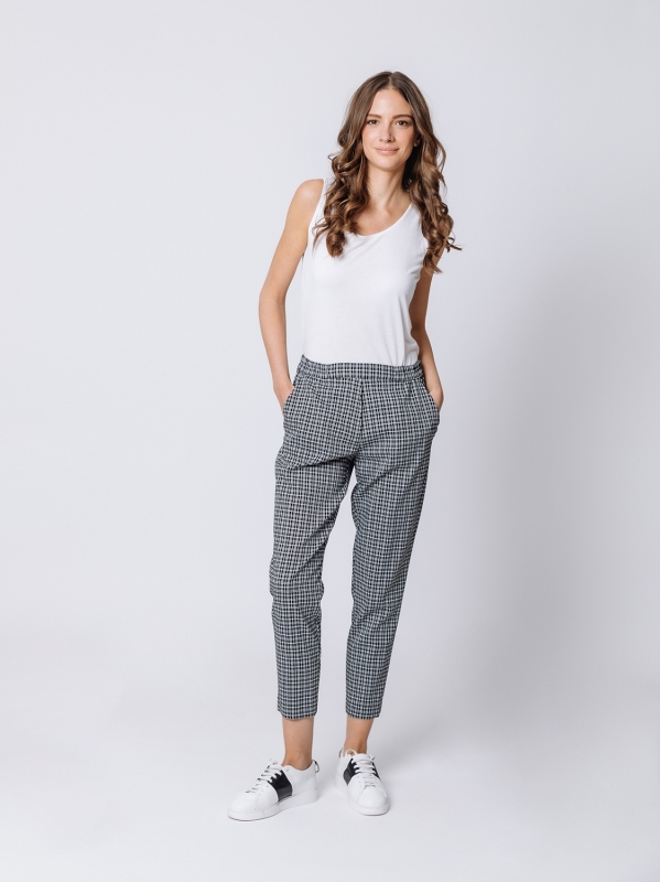 Pantalone a sigaretta micro check