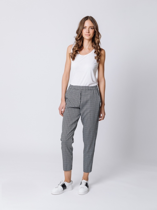 Pantalone a sigaretta micro check
