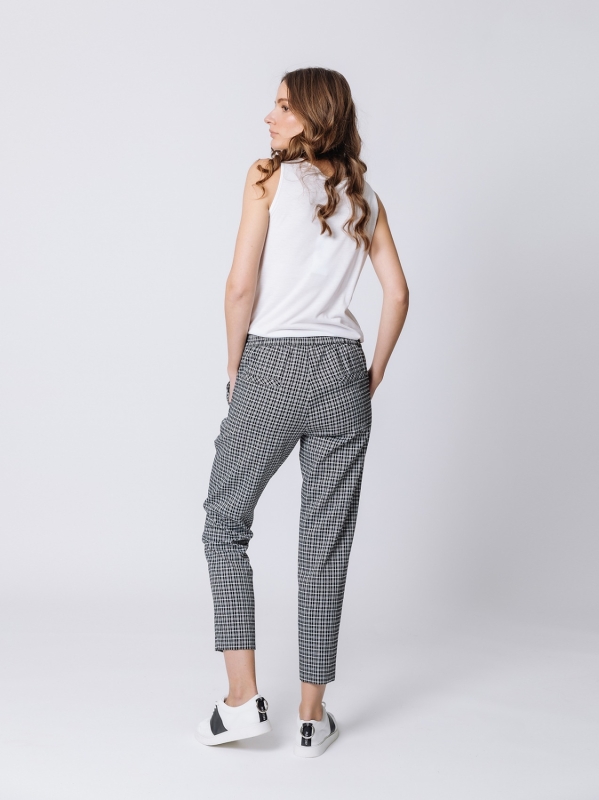 Pantalone a sigaretta micro check