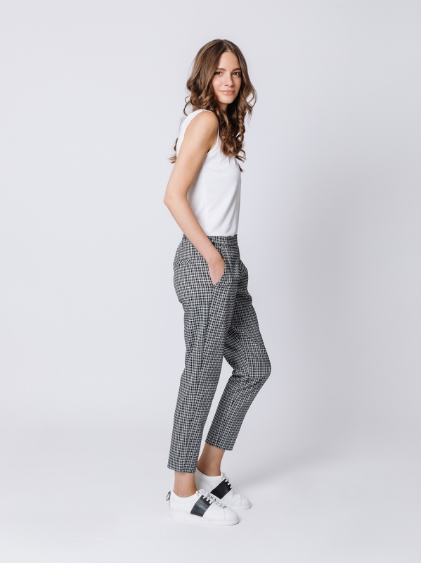 Pantalone a sigaretta micro check