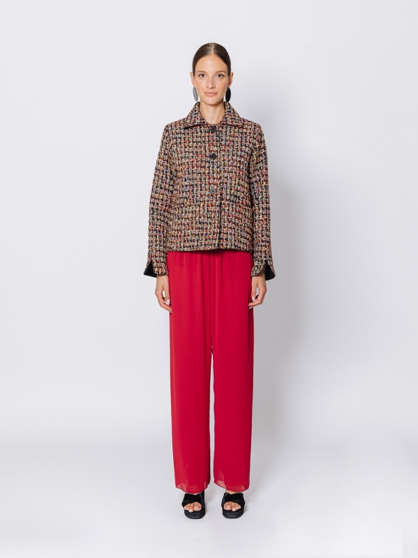 Giacca tre bottoni in tessuto con intreccio