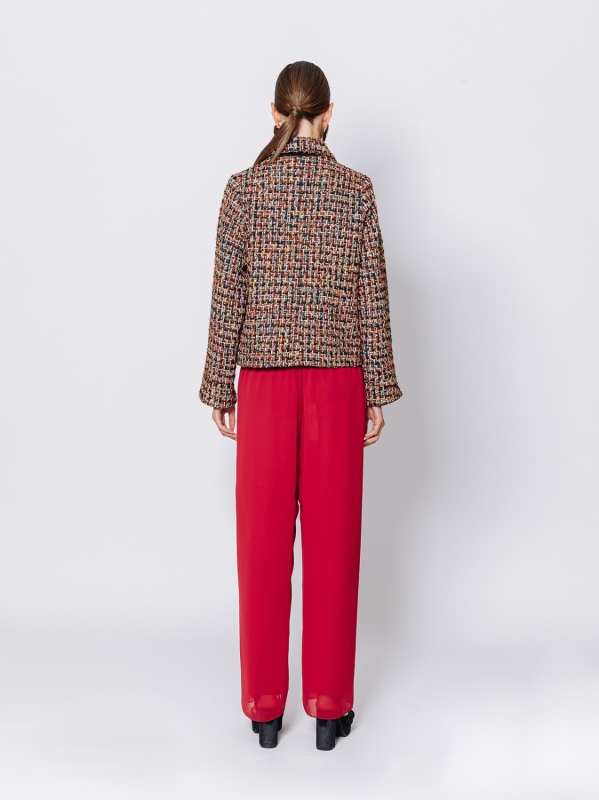 Giacca tre bottoni in tessuto con intreccio