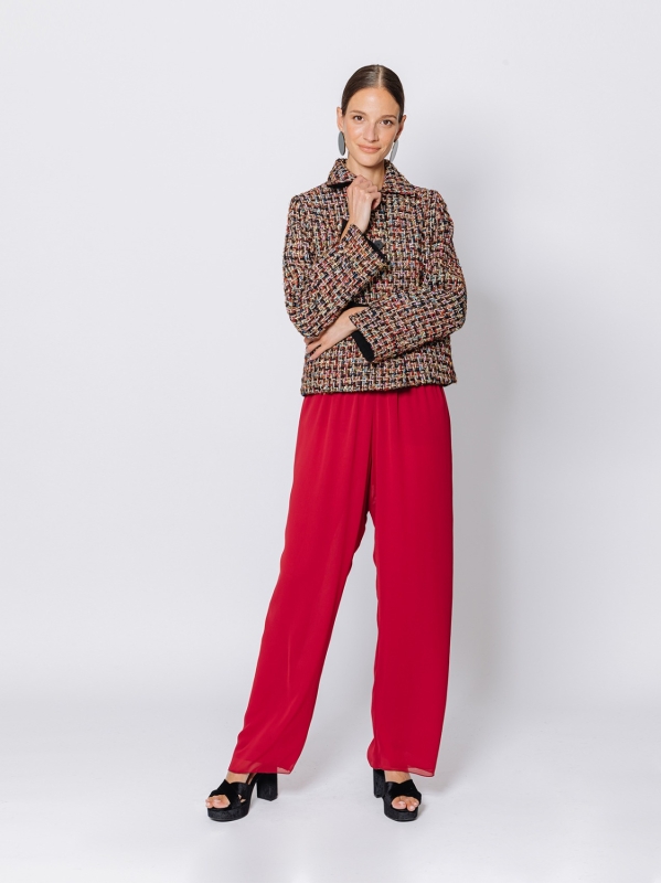 Giacca tre bottoni in tessuto con intreccio