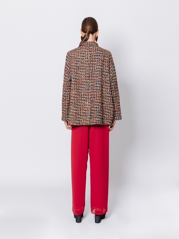 Giacca tre bottoni in tessuto con intreccio