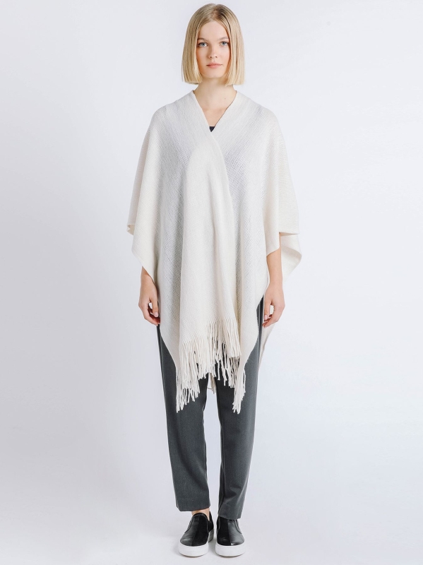 Poncho mantella BIANCO PANNA