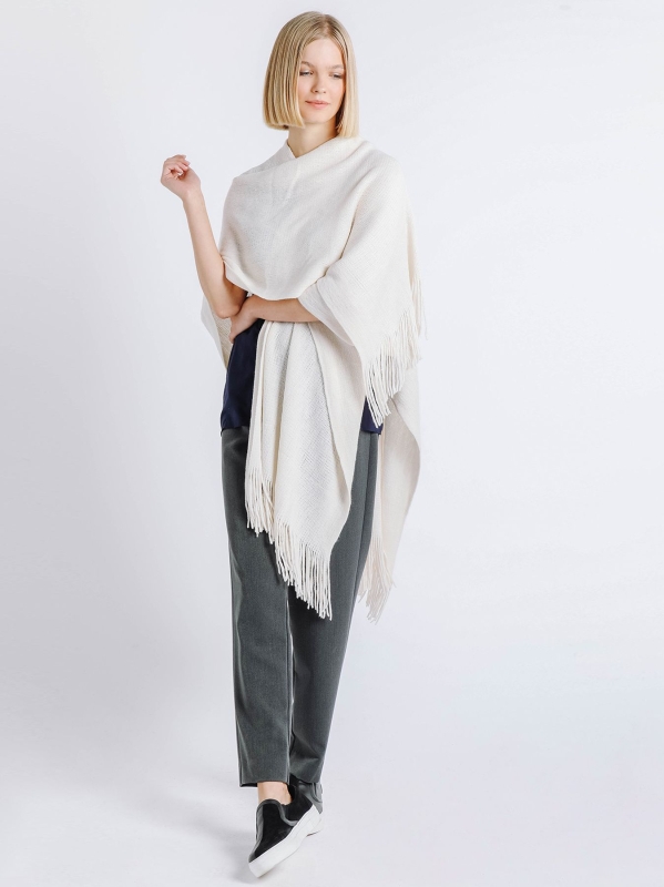Poncho mantella BIANCO PANNA
