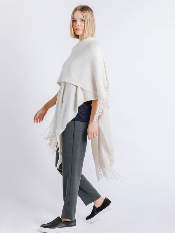 Poncho mantella BIANCO PANNA