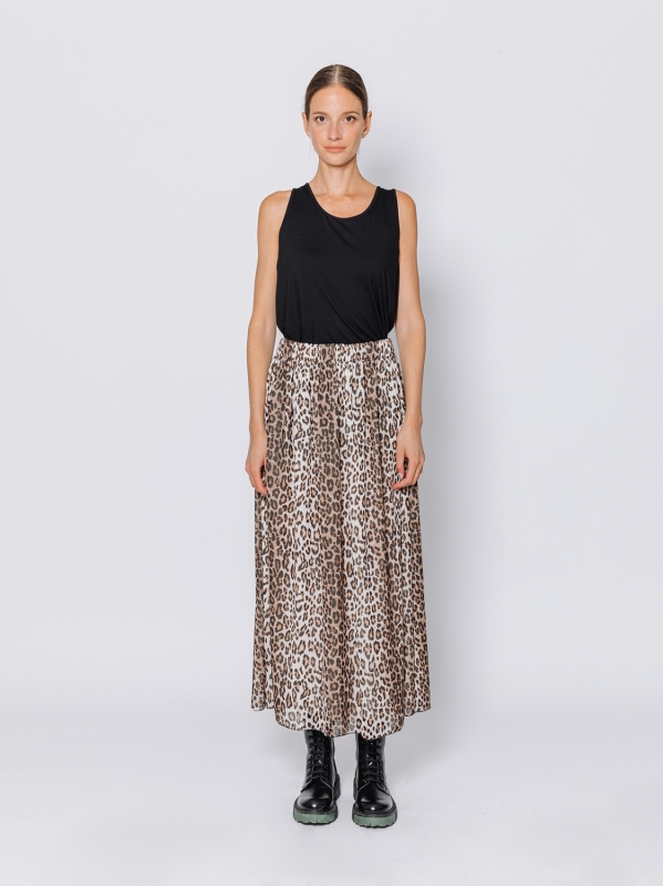 Gonna in chiffon animalier
