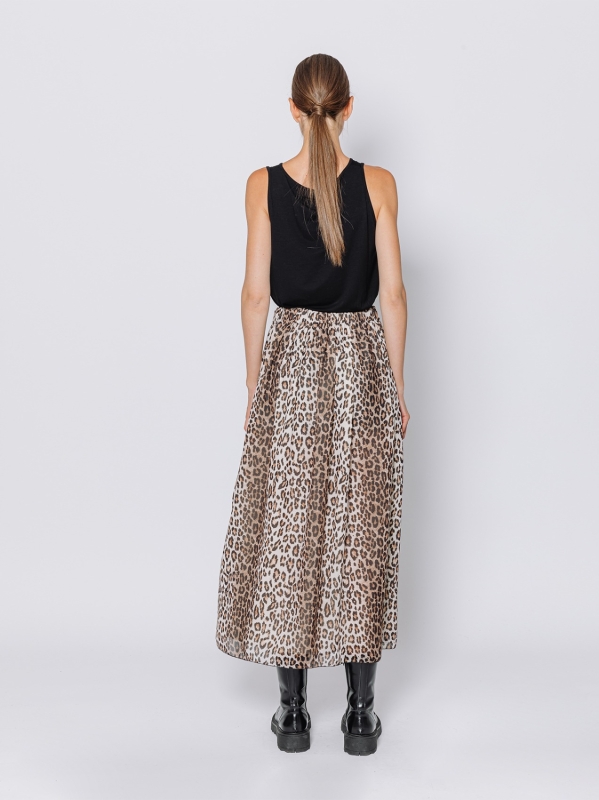 Gonna in chiffon animalier