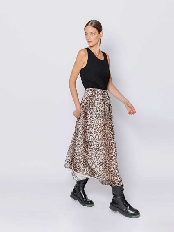 Gonna in chiffon animalier