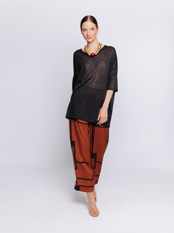 Maxi t-shirt in flamed fabric
