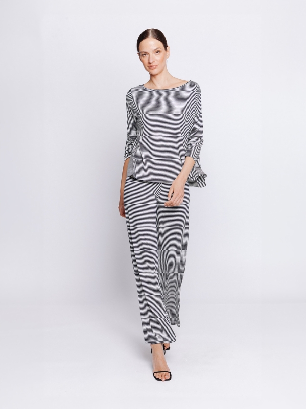 Boxy t-shirt a righe BLU E GRIGIO