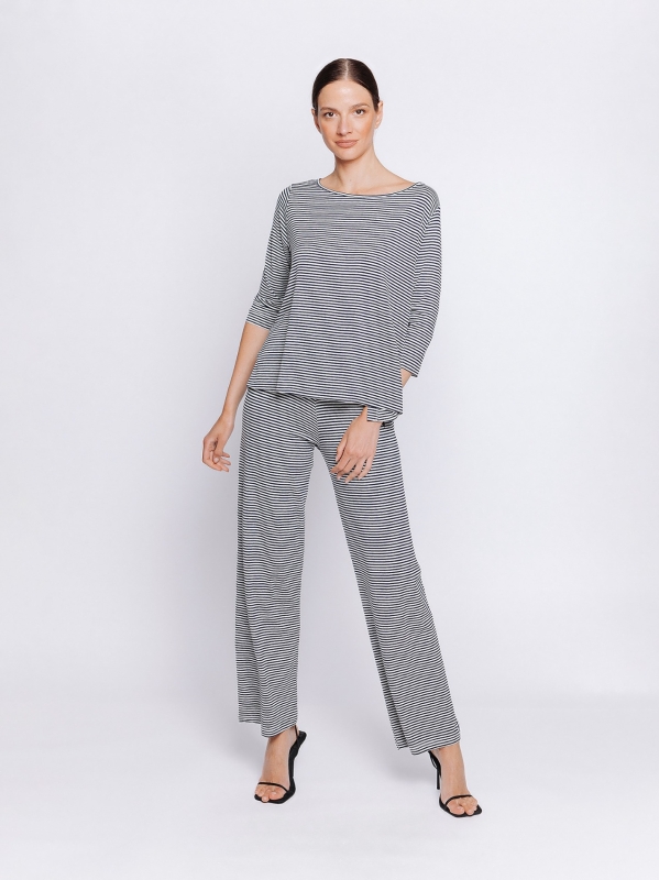 Boxy t-shirt a righe BLU E GRIGIO