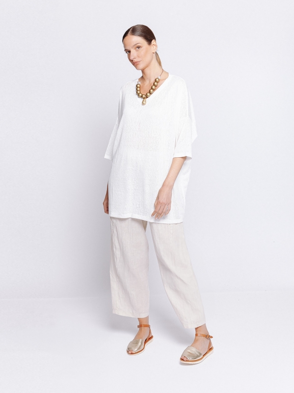 Maxi t-shirt in flamed fabric