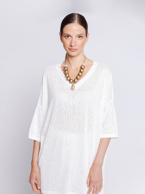 Maxi t-shirt in flamed fabric