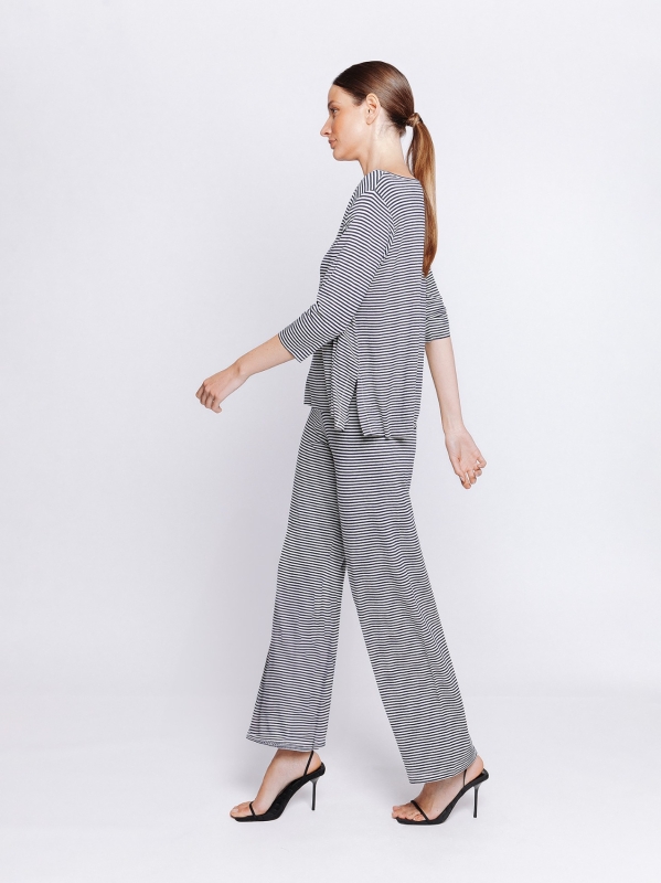 Boxy t-shirt a righe BLU E GRIGIO