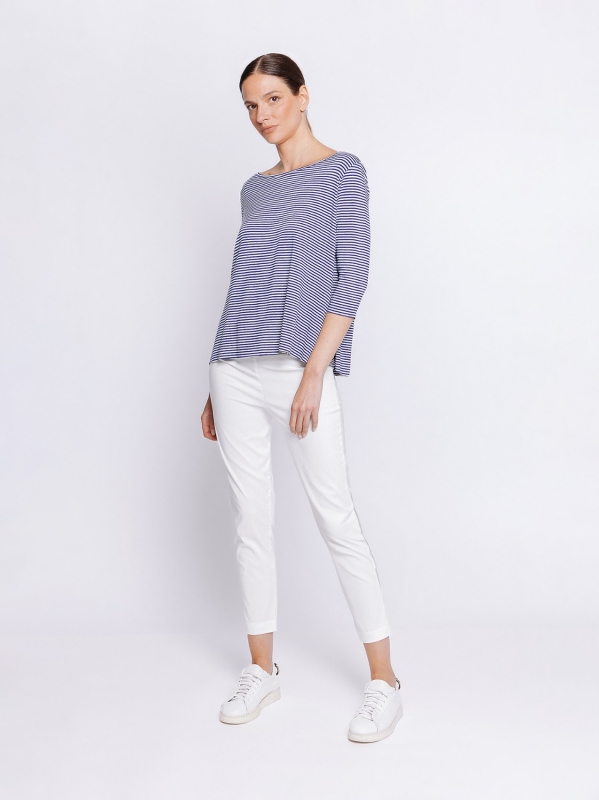 Boxy t-shirt a righe BLU E GRIGIO