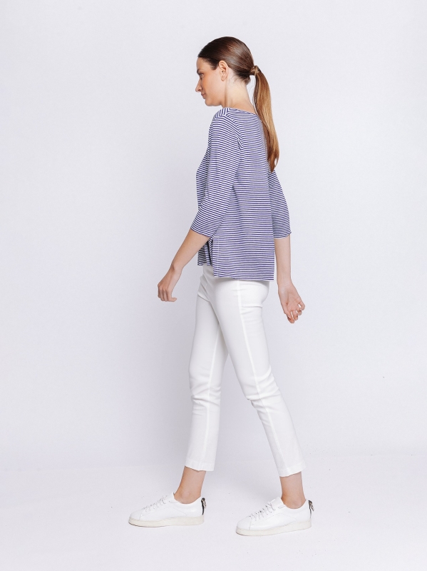 Boxy t-shirt a righe BLU E GRIGIO