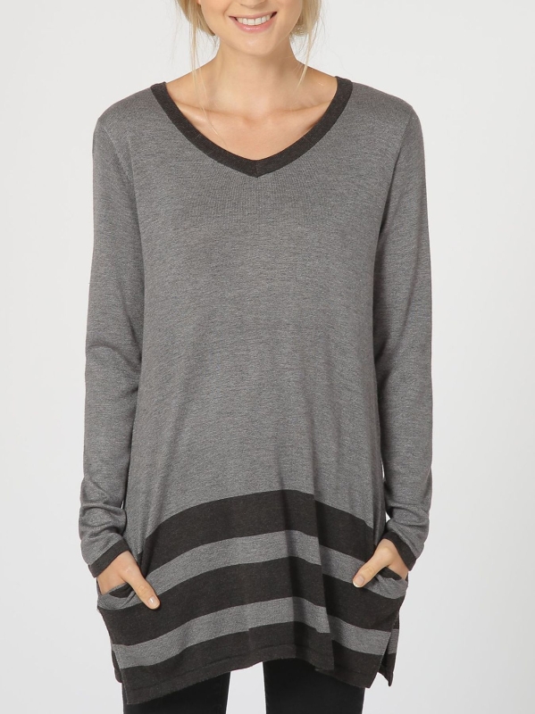 Maglia lunga con dettaglio rigato