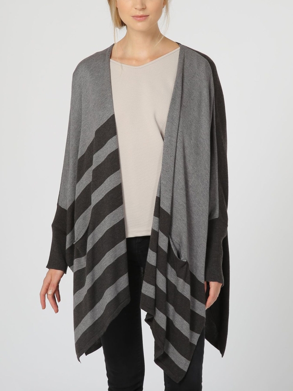 Maxi cardigan con dettaglio rigato