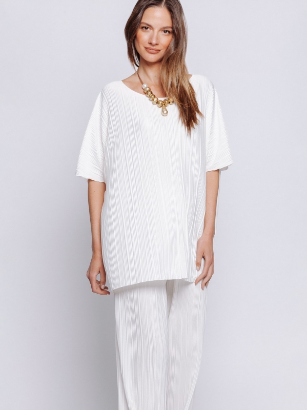 Maxi boxy pleated t-shirt