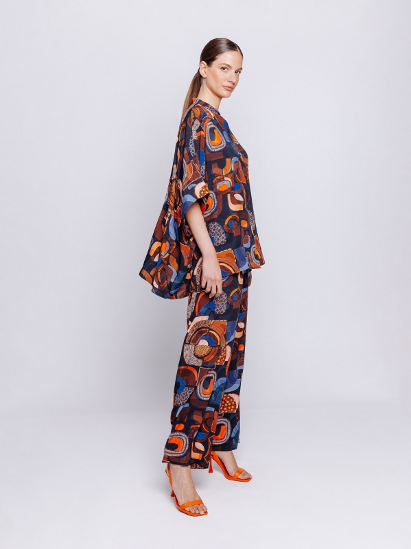 Camicia oversize stampa etnica