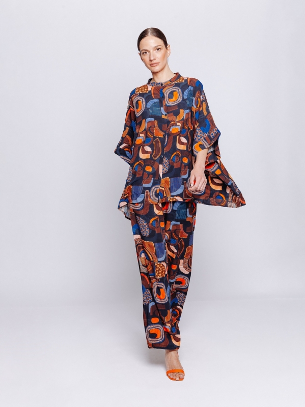Camicia oversize stampa etnica