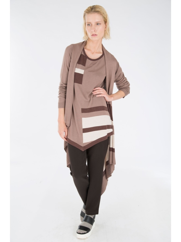 Cardigan fazzoletto in maglia asimmetrico
